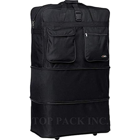 30" Rolling Wheeled Duffle Bag Spinner Suitcase Luggage Expandable (30 Inch, Black)