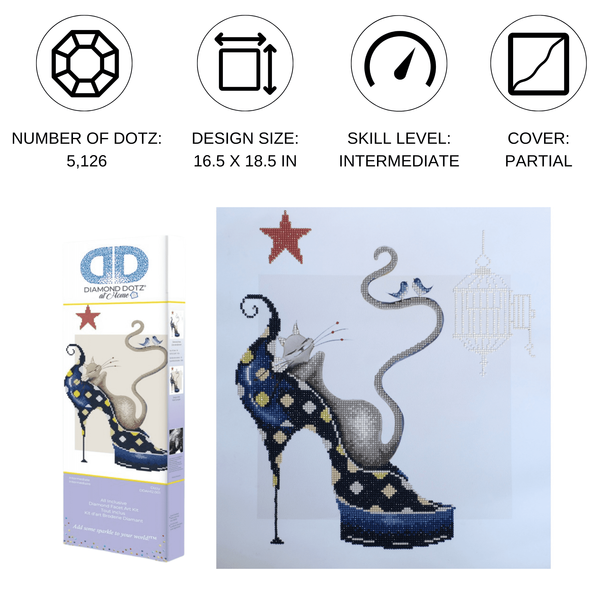Diamond Dotz at Home - Dizzy, Partial Drill, Round Dotz, Diamond Painting Kits, Diamond Art Kits for Adults, Gem Art,  Diamond Art, Diamond Dotz, 16.5"x18.5"