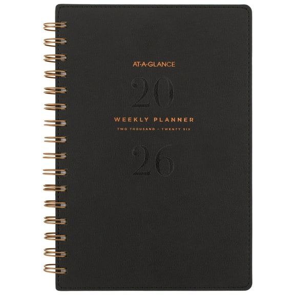 AT-A-GLANCE Signature Collection 2026 Weekly Monthly Planner Black Small 5 12 x
