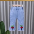 thumbnail image 4 of Esaierr Baby Girls Denim Bell Bottom Jeans Vintage 1-6 Years Toddler Kid Flare Pants Jeans Little Bottoms Leggings Pants, 4 of 10