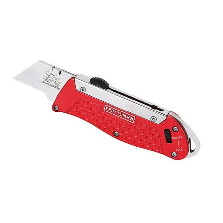 Plastic Retractable Utility Knife - CRAFTSMAN Retractable Blade Utility Knife Slide Lock Red 94877 Retail Packing