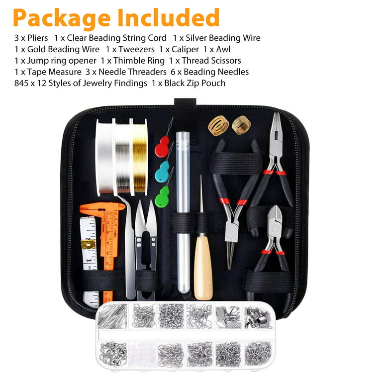 Jewelry Making Supplies Kit - TSV 905 Pcs Jewelry Repair Tool with  Accessories Jewelry Pliers Jewelry Findings and Beading Wires for Adults  and Beginners (Silve…