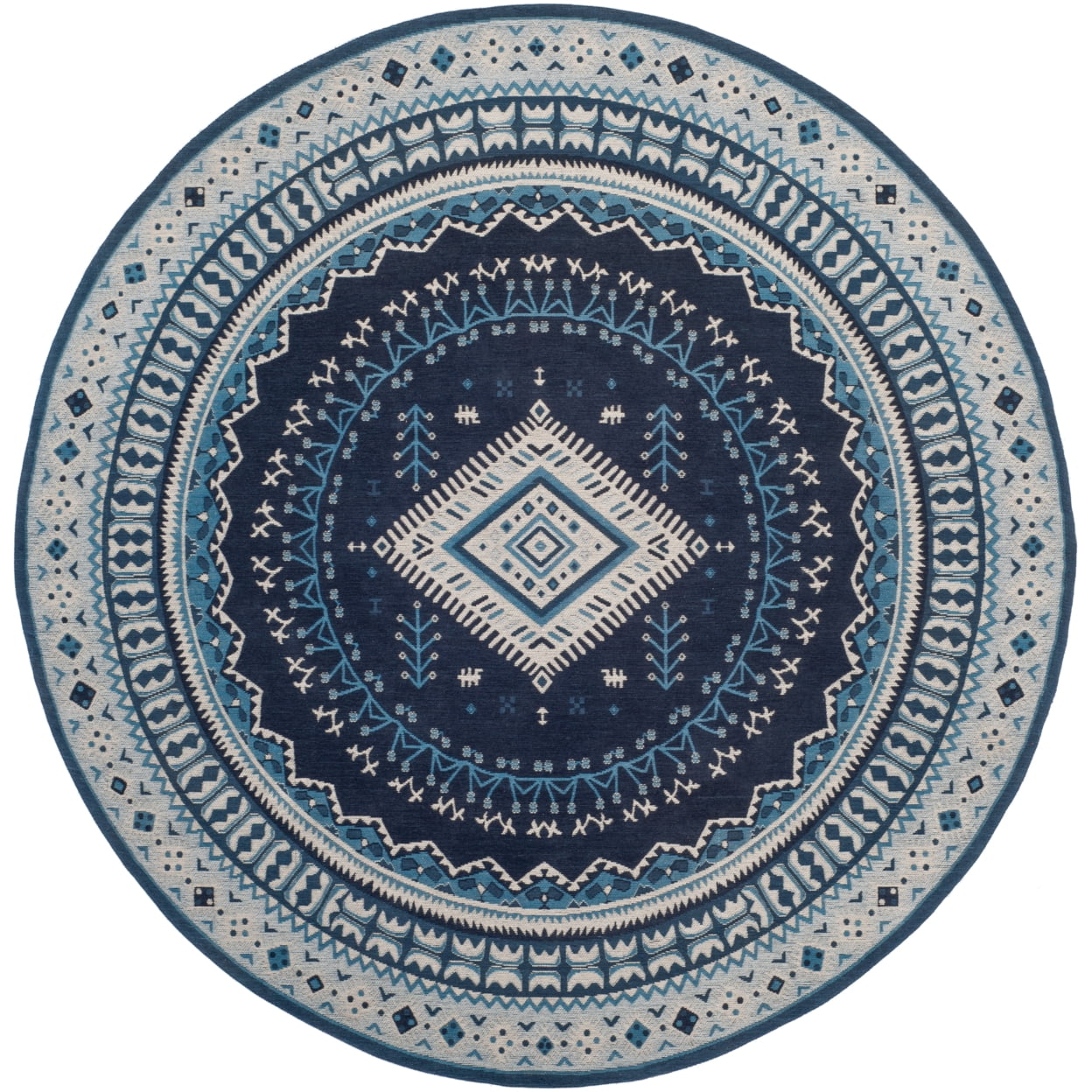 SAFAVIEH Classic Vintage Clarette Chevron Bordered Area Rug, Navy/Light Blue, 4' x 6'