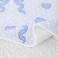 thumbnail image 5 of Manfei Light Blue Bow Love Heart Polka Dot Quilt King, Cartoon Kawaii King Coverlet Set for Boys Girls Women Men, 3 Pieces, 5 of 7