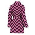 thumbnail image 2 of Black And Pink Chevron Pattern Women Bathrobe One Size Univeral Fits, Chevron Wave Fashion Lightweight Plush Fleece Long Robe For Women, 2 of 3