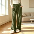 thumbnail image 3 of Iyufng Ribbed Knit Wide Leg Pants for Women Elastic Drawstring High Waist Womens Comfy Casual Lounge Pants with Pockets, 3 of 8