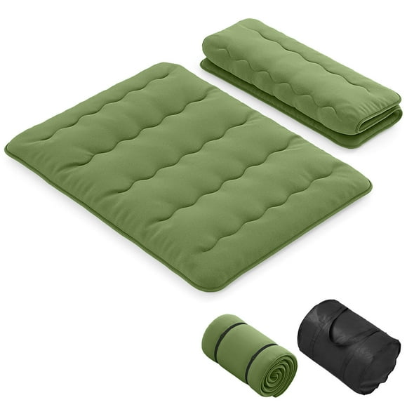 Costway Queen Futon Mattress Japanese Floor Pad Washable Cover Carry Bag Green