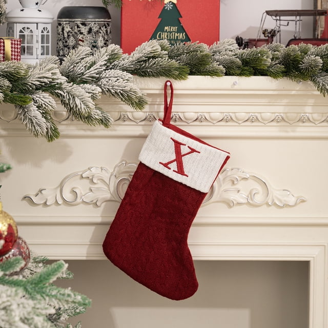 Yhsdtq,Fresh Designs,Knitted Wool Hosiery, Embroidered Letter Gift Bag, Soft Fabric, Candy Design, Christmas Stocking, Handmade Style, Woolen Yarn, Holiday Decor, 's Apparel | Polyester, X