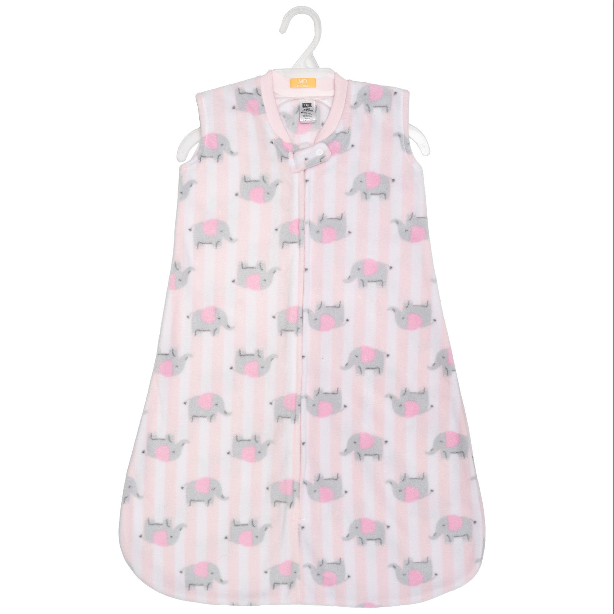 Hudson Baby Infant Girls Fleece Sleeping Bag, Sack, Blanket, Elephant Stripe, 12-18 Months