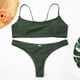 thumbnail image 3 of E8BF-traje de baño Bandeau para mujer, Bikini brasileño atrevido de corte alto, traje de baño con cordón sin tirantes, 2 piezas, 3 of 5