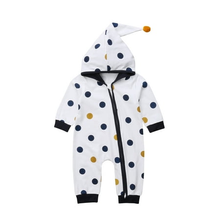 

Fayueye Infant Baby Wave Points Romper Casual Unisex Warm Long Sleeve Patchwork Jumpsuit for Spring Autumn