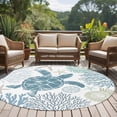 thumbnail image 5 of 8ft Round Rug, Blue Turtle Coastal Non-Skid Rubber Backing Large Area Rugs - Living Room Bedroom Home Office, Summer Beach Nautical Coral Indoor Floor Mat Carpets Washable Rug, 5 of 9