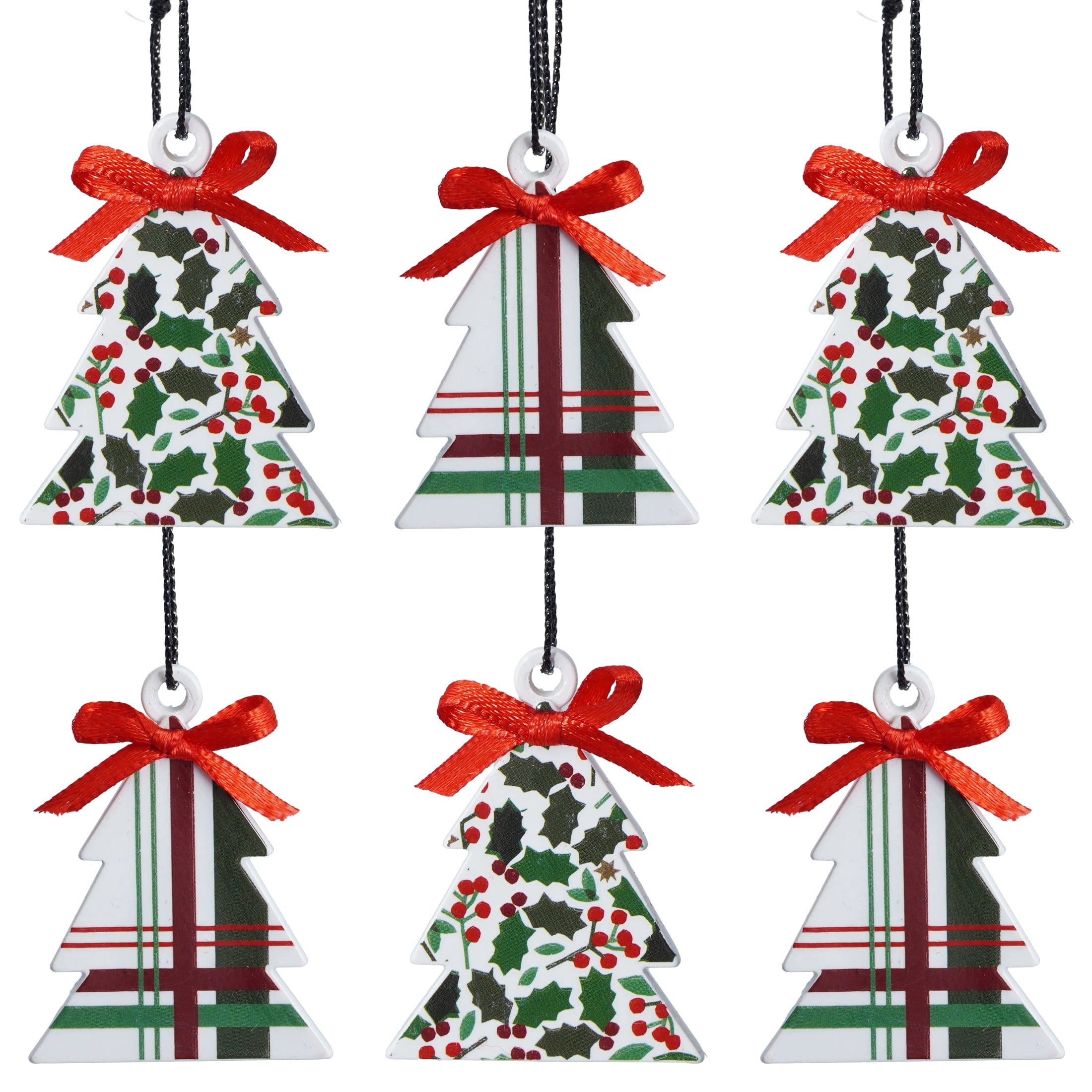6-Count Red/White/Green Tree Mini Christmas Ornaments, 2", by Holiday Time