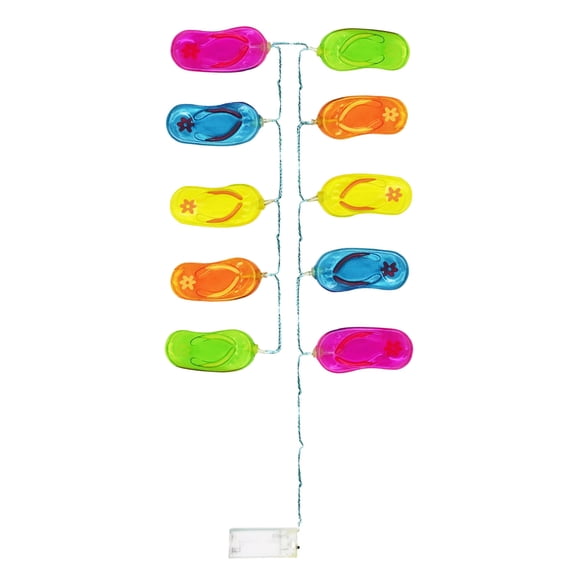 JeashCHAT 5.2Ft Slipper String Lights , Summer Beach Themed Flip Flops Hanging Lights with 10 Plastic Bulbs for Outdoor Patio Garden Tent Party Decor