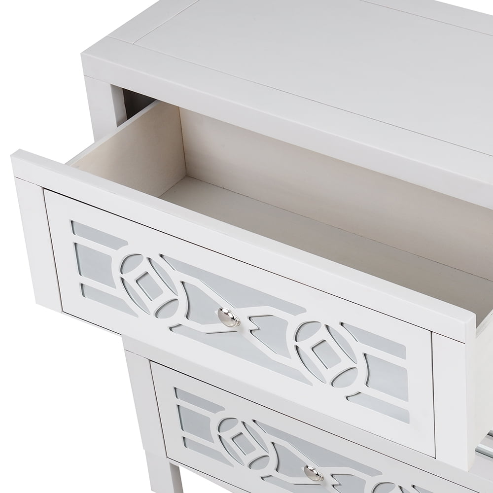 Kepooman Storage Cabinet with 3 Drawer, Sofa End Table with Decorative Mirror for Living Room, Antique Navy Kepooman Storage Cabinet with 3 Drawer, Sofa End Table with Decorative Mirror for Living Room, Antique Navy