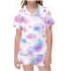 thumbnail image 1 of Odeerbi 2-12 Años Niños Niñas Pijama de Satén de Verano Con Solapa Muesca Camisas de Manga Corta Pantalones Cortos Conjunto Suave Gradiente Ropa de Dormir Juegos de Pijamas de Dos Piezas, 1 of 5