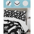 thumbnail image 3 of Quilt King Size Bedding Set, Black White Cat Reversible Summer Quilt 3 Pieces, Cat Paw Cute Silhouette Lightweight Bedspreads Coverlets with 2 Pillow Shams for All Seasons, 3 of 5