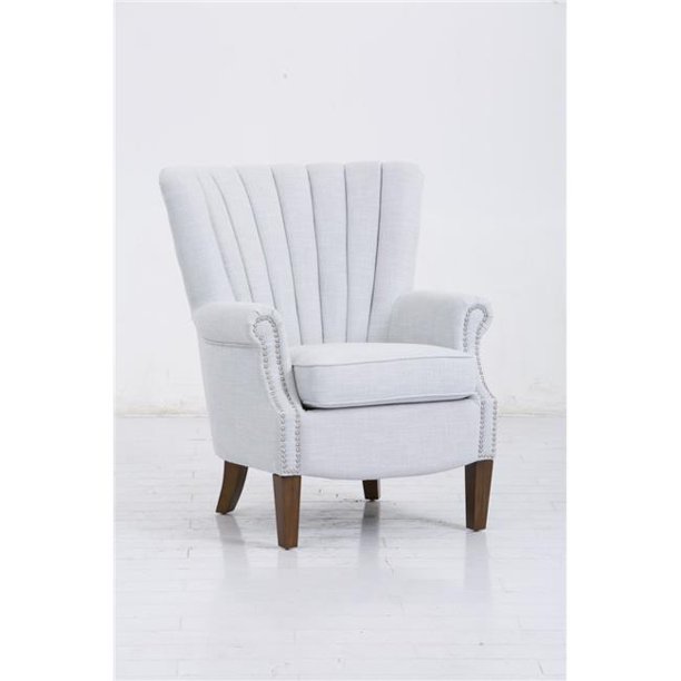 JGW Furniture 35622017AY0120 Channel Tufted Chair, Light Grey