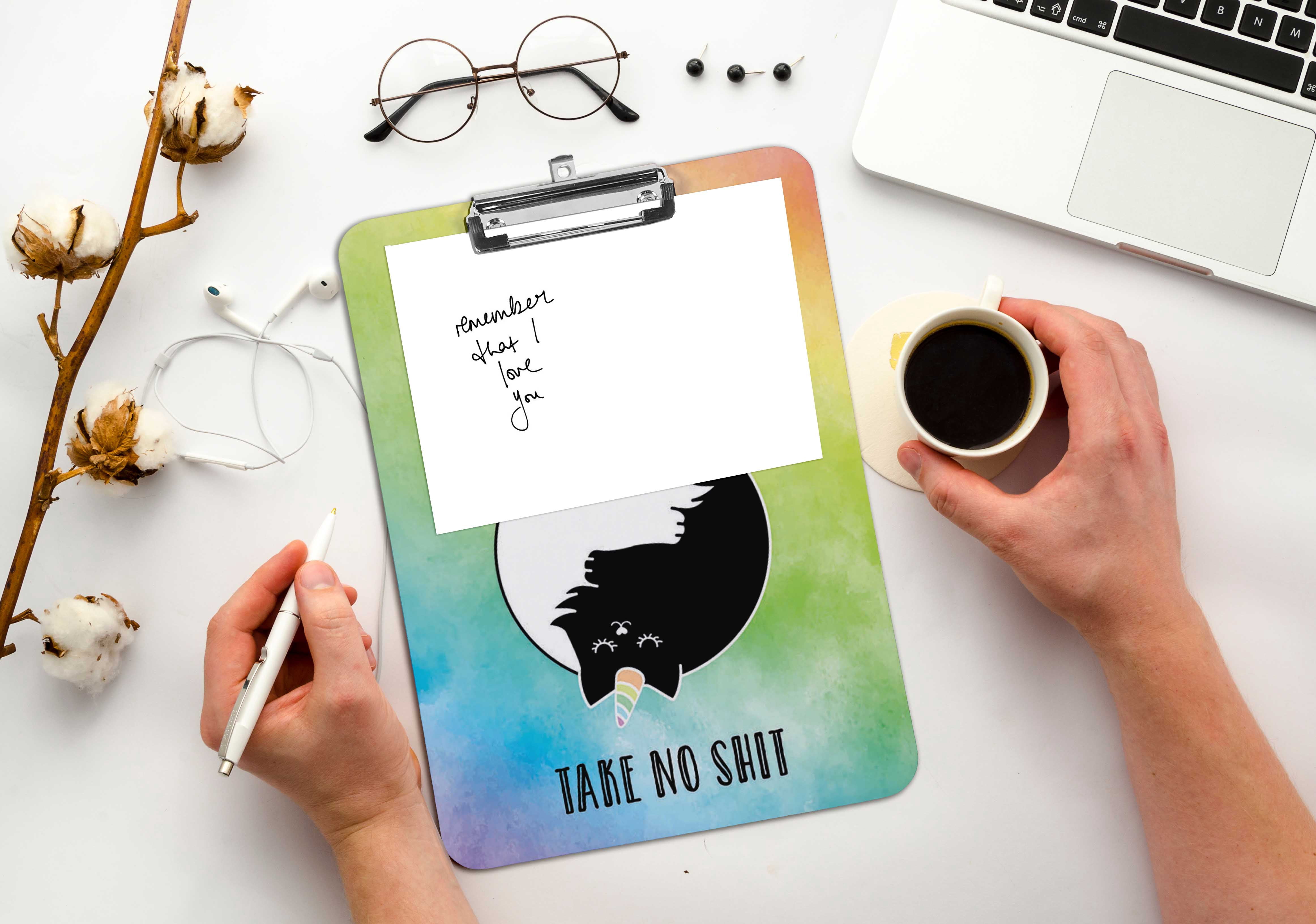 Inkdotpot Dry Erase Double Sided Clipboard Yin Yang Cat Printed Paperboard Clipboard With Free Marker & Duster