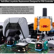 4pcs Hall-Effect Joysticks Replacement for DualSense PS5 Controller, 3D Analog Sensor Wheel Thumb Sticks Rocker Module Replacement for PlayStation 5 Controller