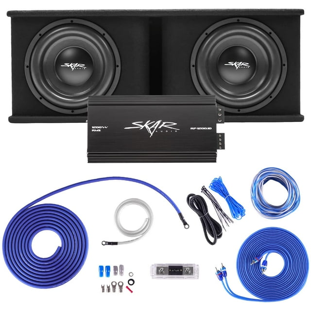 Skar Audio Dual 12" Paquete completo de graves de subwoofer serie SDR de 2400 vatios - Incluye caja cargada con amplificador