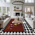 thumbnail image 4 of Red Kitchen Chef Large Area Rugs for Bedroom Living Room, Soft Non Slip Carpet Bedside Rug, Black Plaid Gourmet Food Vintage Rectangular Floor Cover Kitchen Accent Rug 5'x8' for Dining Room/Office, 4 of 9
