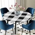 thumbnail image 5 of Elastic Fitted Round Tablecloth, Black White Plaid Waterproof Stretch Table Cover for 55"-60" Tables, Spring Farmhouse Buffalo Checkered Washable Outdoor Tablecloths for Patio, Picnic, Camping, 5 of 9