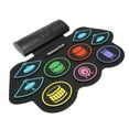 thumbnail image 3 of Juego de 9 almohadillas de batería electrónica de color, juego de almohadillas de práctica de batería portátil de voz externa, soporte BT 100-240V, enchufe europeo, 3 of 5