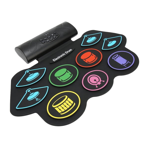 Almohadilla De Práctica De Batería Portátil, Función De Grabación 9 Almohadillas Batería Electrónica 100-240 V BT Soporte 9 Acompañamientos Para Entrenamiento De Percusión