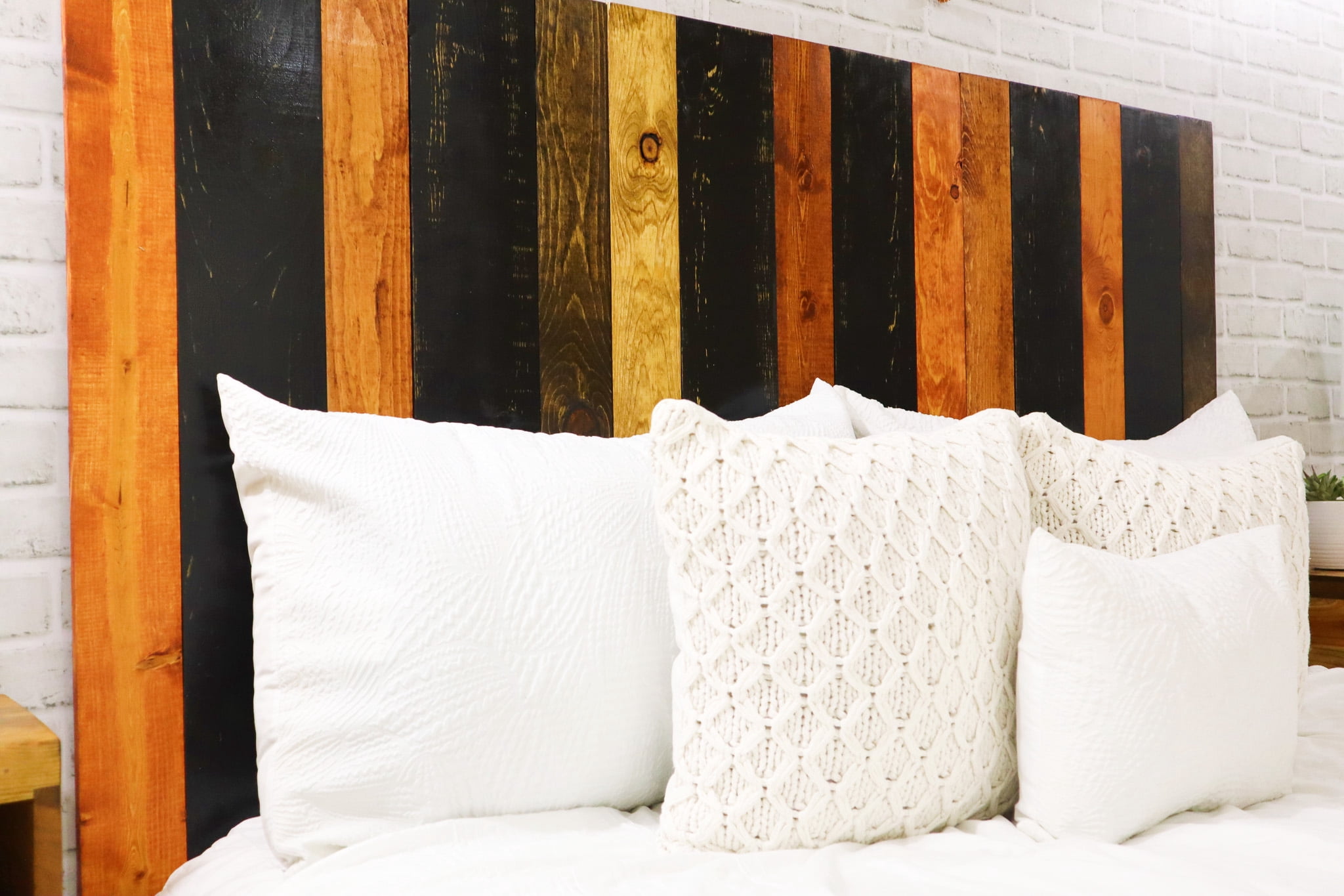 Barn Walls Cabin Mix Signature Design, Multicolored Solid Wood Headboard, Floating Panels, Wall Mount, Adjustable Height, Easy Assembly, California King Size