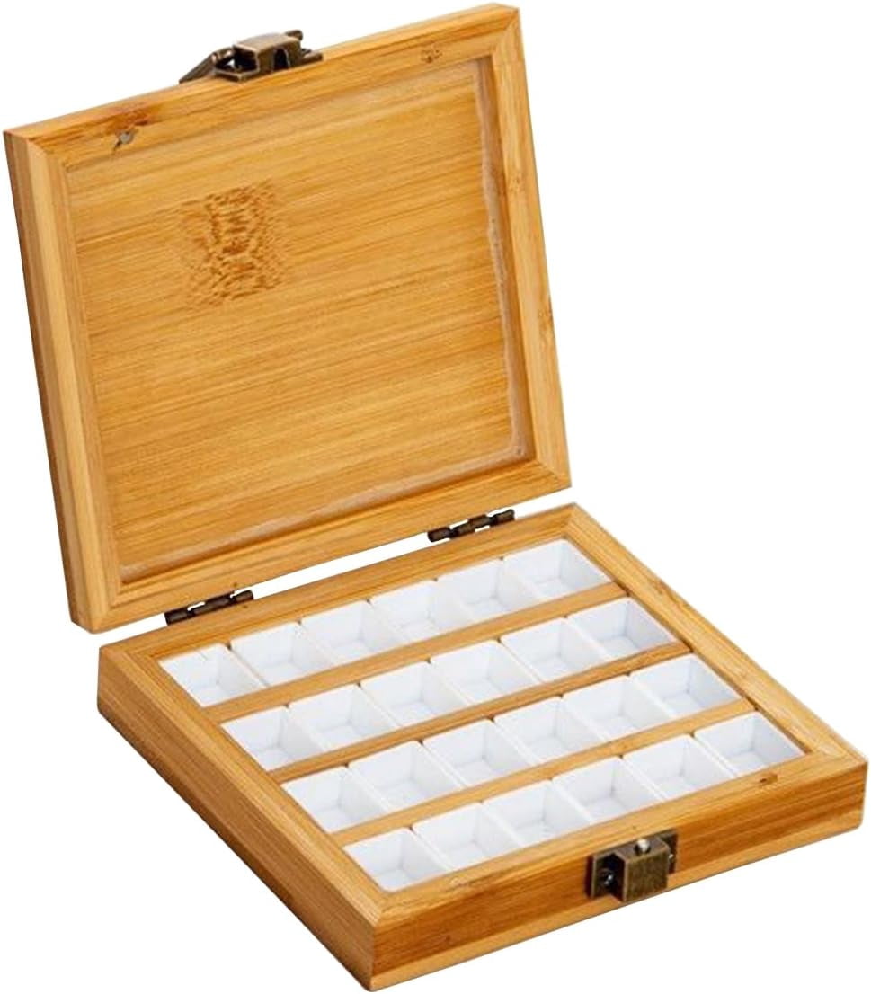 ABCISI 1 Piece 36 Grids Empty Watercolor Palette Box with Pull-Out Cover, Compartment Art Storage Case for Travel, Portable Design for Artists to Mix and Carry Watercolors Anywhere