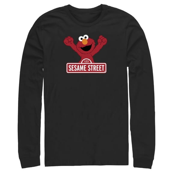 Men's Sesame Street Elmo Red Logo Sign  Long Sleeve Shirt