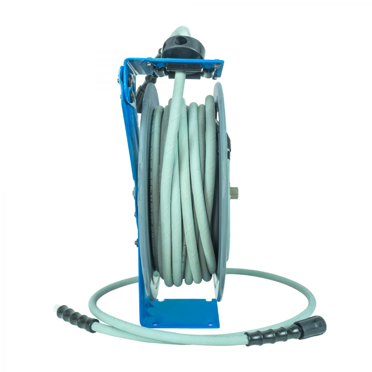 BluBird BluShield All-in-One Rubber Air Hose Reel 3/8" X 50(Dual Arm ) with 6' Lead-in-Hose. Includes FreeStyle, Sshhh Tek, and Safety Rewind Features.