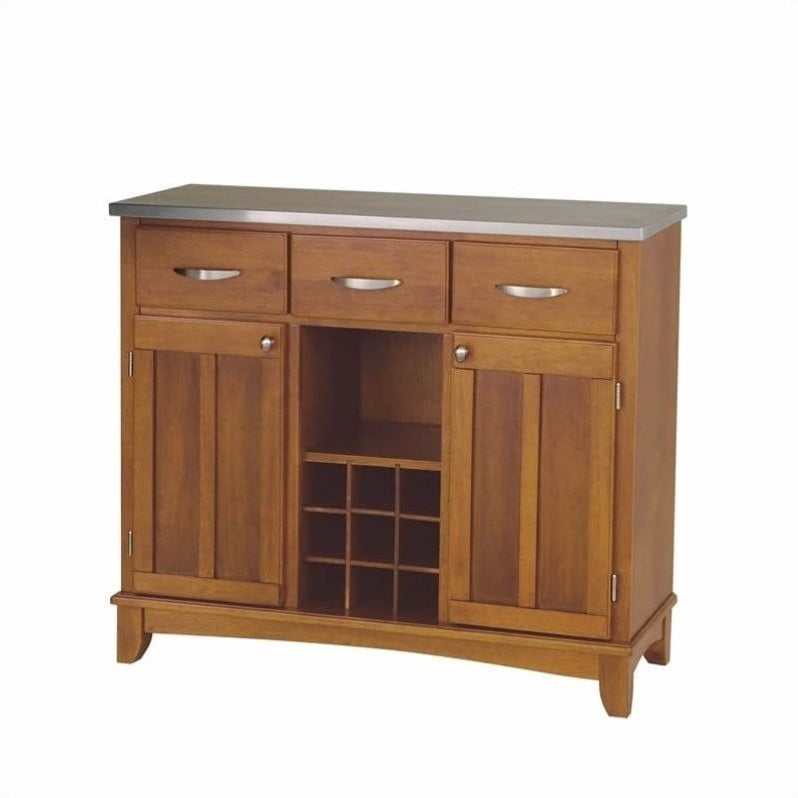 Large Wood Server Kitchen Island / Server with Wine Rack