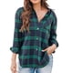 thumbnail image 3 of Tops Casuales Para Mujer, Blusa A Cuadros Con Solapa De Bolsillo Cómoda Para Mujer Para La Oficina Para Ir De Compras ANGGREK Otros, 3 of 6
