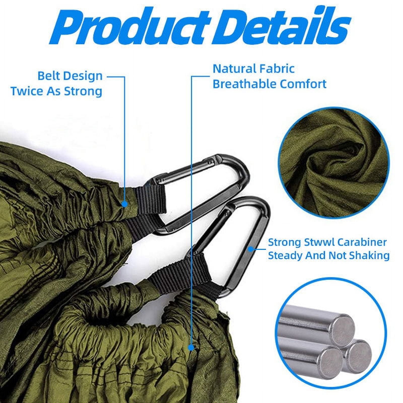 sinkoo Equip Nylon Portable Travel Camping Hammock, Single, size 106" x 55", Support 440lbs, For Travel, camping, beach, Gray