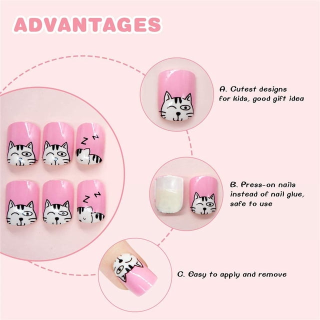 Manicure Tools,24pcs Nail Art Decoration Full Cover Nail Tip Acrylic False Nail Tip Multi-Functional