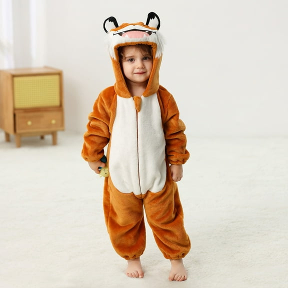 Toddler Baby Bear Outfit Suit Boys Flannel Romper Jumpsuit Winter Animal Print Baby Pajamas Warm Soft Outfit Cozy Loungewear Onesies Loungewear Pajamas 18-24 Months