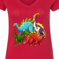 thumbnail image 4 of Inktastic Cute Dinosaurs Women's V-Neck T-Shirt, 4 of 5