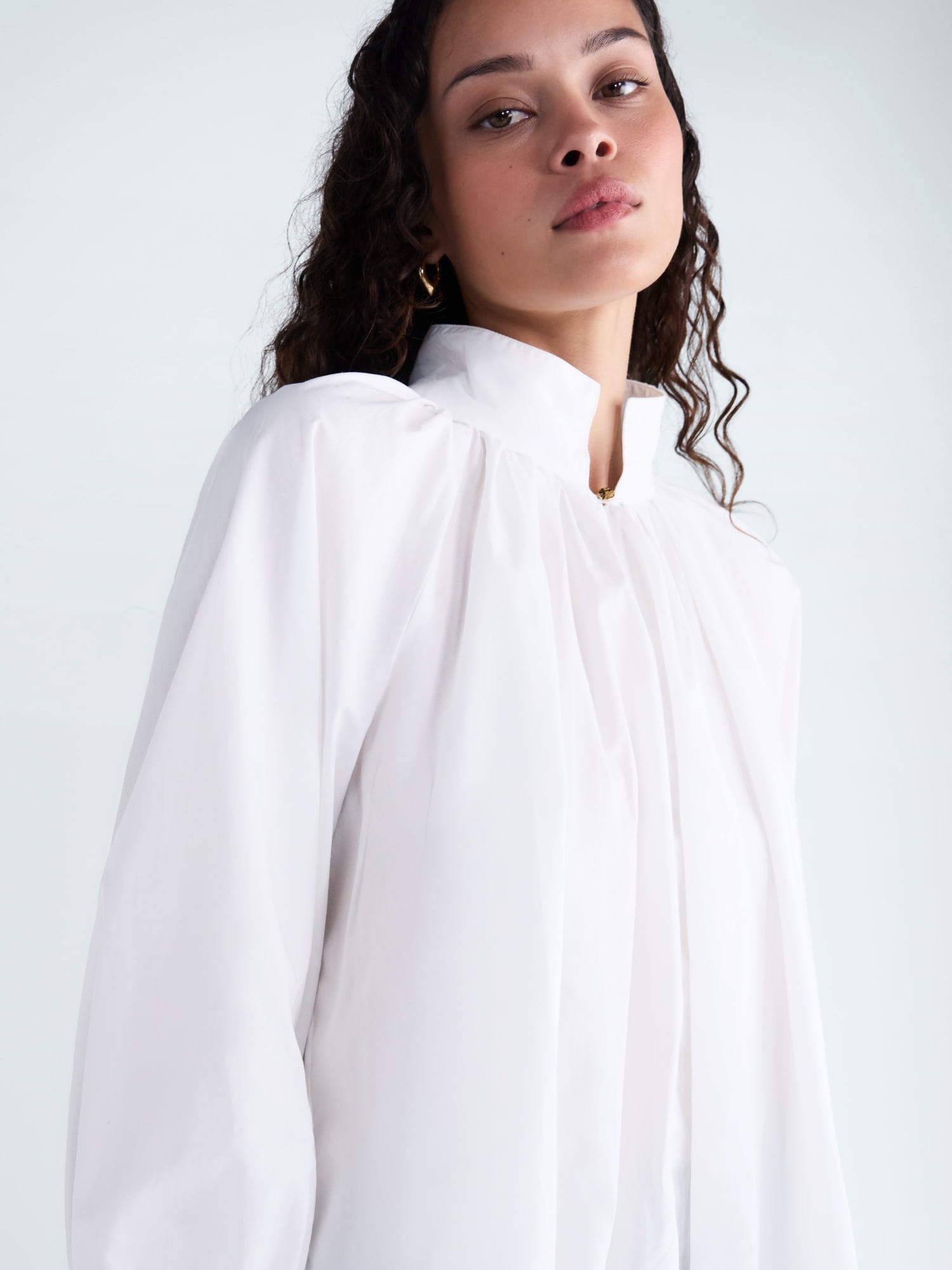 Scoop Women's and Women's Plus Flowy Volume Cotton Blouse, Sizes XS-4X