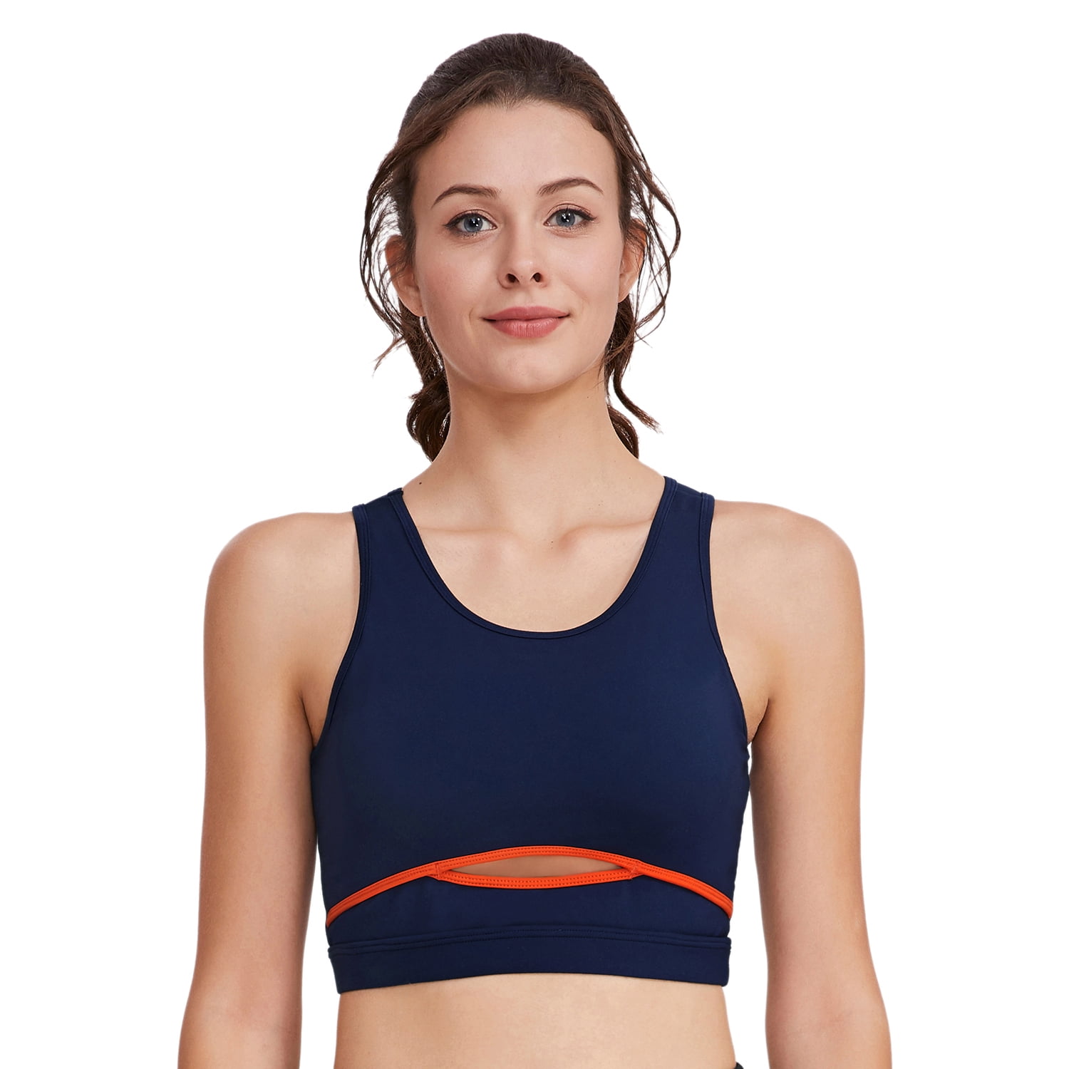 Lovefir Sexy Breathable Women Yoga Tops Plus Size 14,Navy and Orange