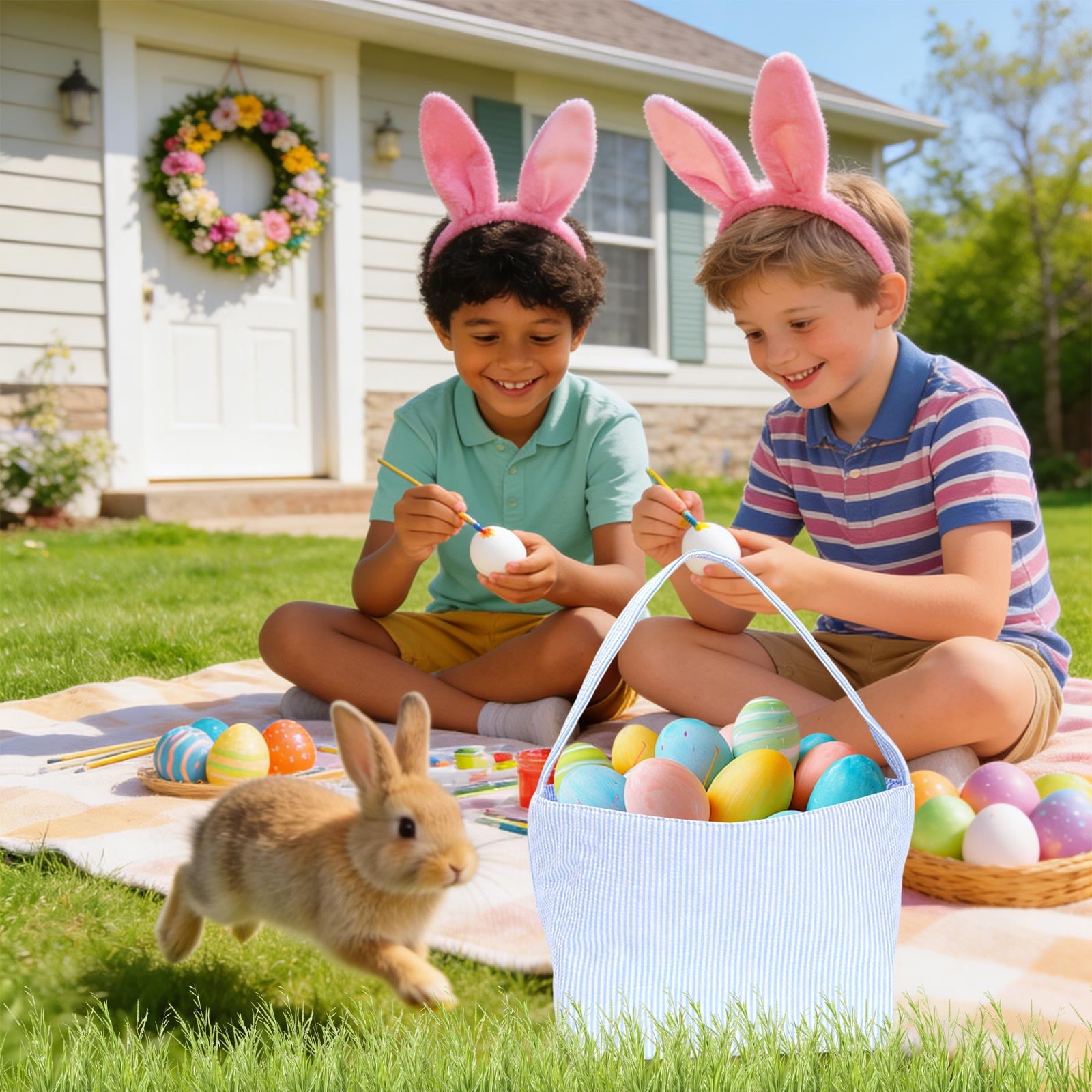 Easter Bunny Bag Children's Basket Bag Handheld Gift Canvas Bag Easter Basket Essentials