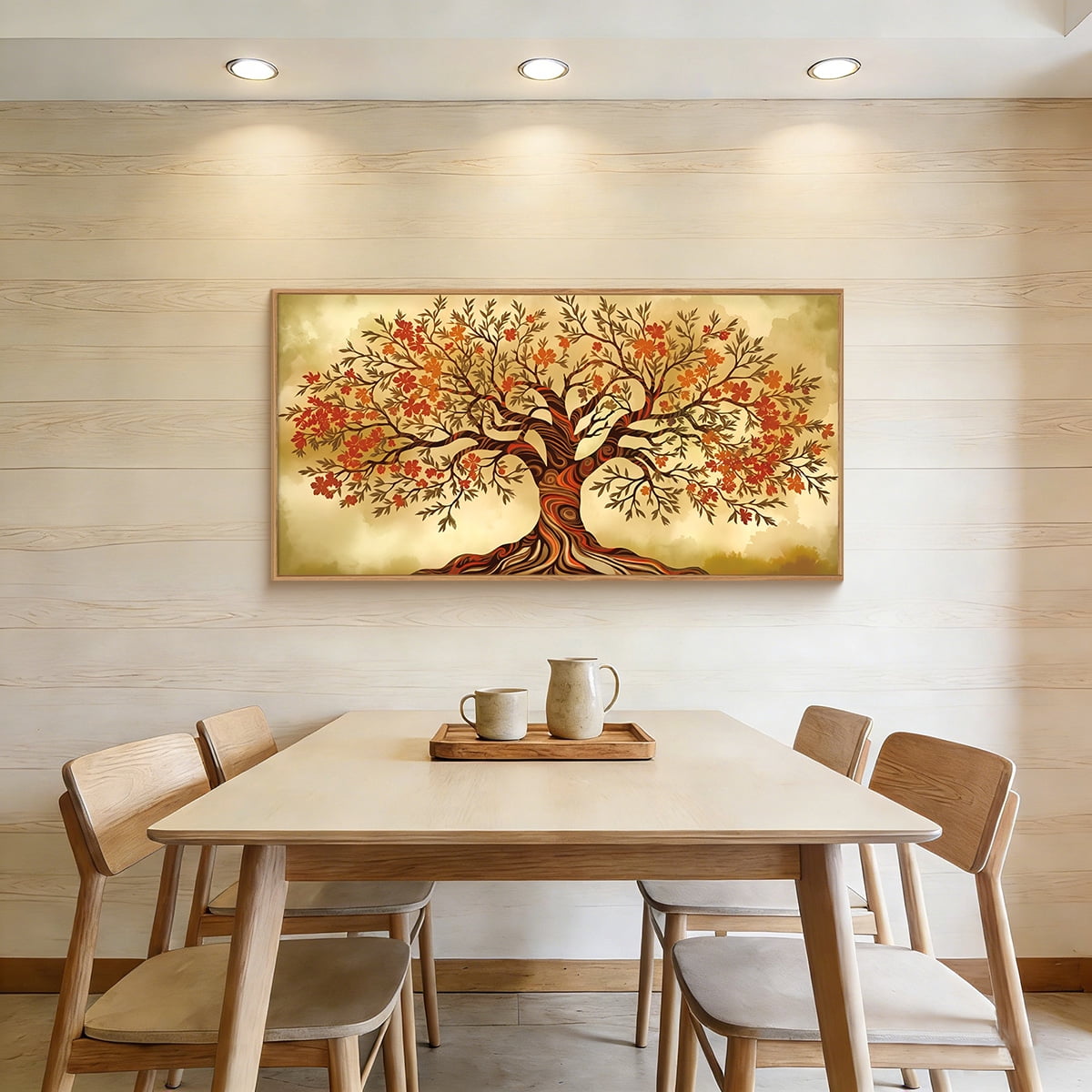 TOARTi Tree of Life Framed Canvas Wall Art Elegant Vintage Big Tree Painting Nature-Inspired Wall Decor for Living Room Bedroom Office 20x40 Inch