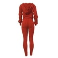 thumbnail image 5 of Women's Casual Knitted Sweater Autumn And Winter Sweater Top And Pant Set Fashionable Solid Color Hooded Sweater Pants Casual Two Piece Set Women's Ski Pants 80s Jumpsuits for Women Tuxedo Dress for, 5 of 5