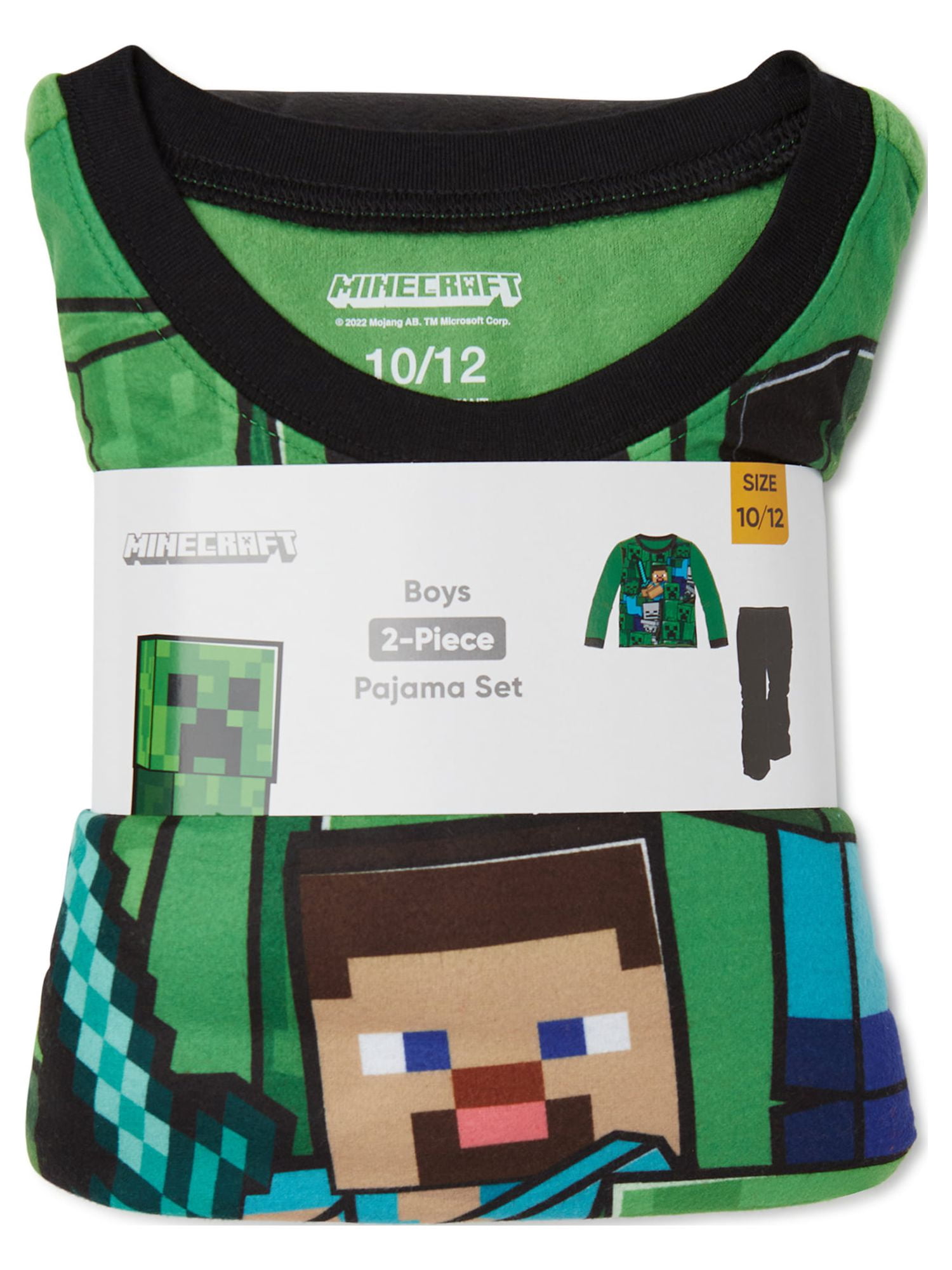 Minecraft Boys Long Sleeve Top and Pants Pajama Sleep Set, 2-Piece, Sizes 4-16