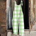 thumbnail image 4 of SELONE Loose Stretchy Jumpsuits for Women With Pockets Plus Size Adjustable Baggy Wide Leg Backless Trendy Sleeveless Summer Printed Long Sleeve Ladies Loose Long Rompers Jumpsuit Green S, 4 of 8