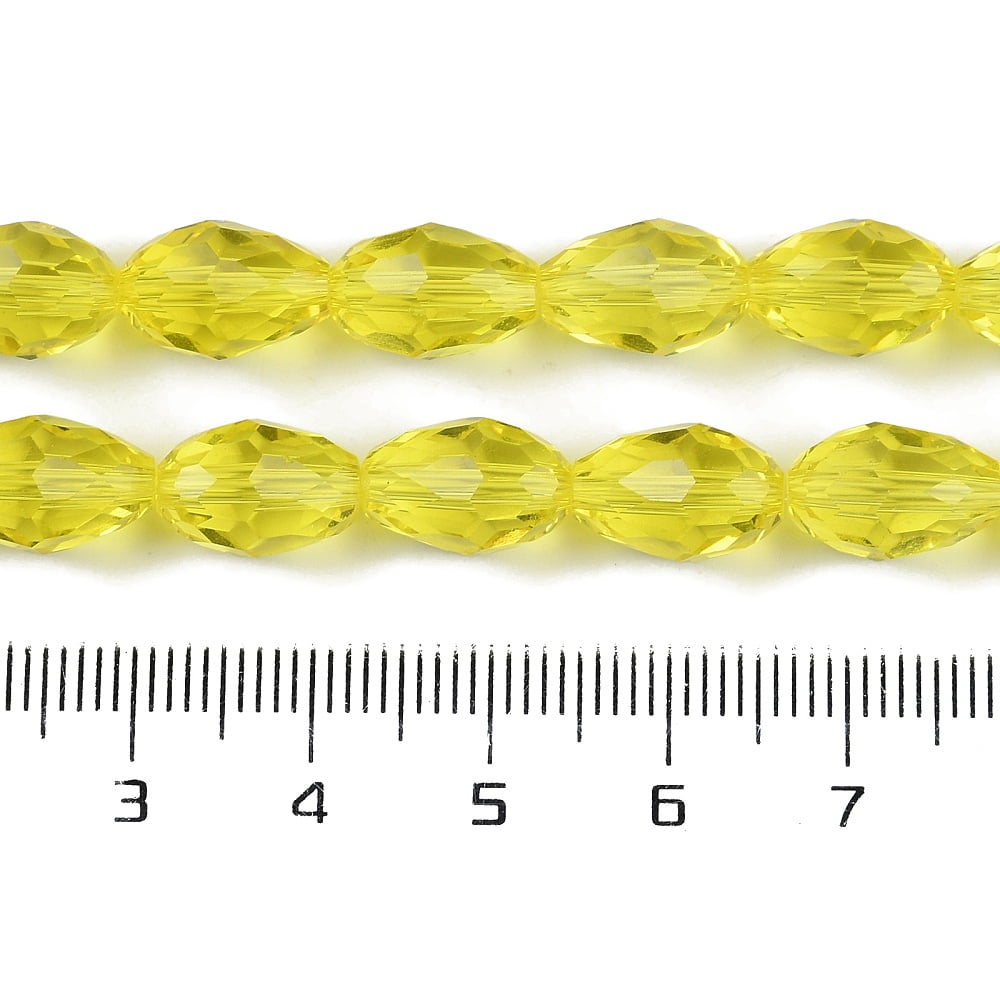Transparent Glass Beads Strands Faceted Teardrop Yellow 15x10mm Hole: 1.6mm about 46~48pcs/strand 27.95 inch(71cm)