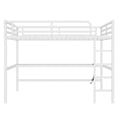 thumbnail image 4 of Metal Queen Size Loft Bed with Power Outlet and LED Lighted, Space-Saving, Noise Reduced, White, 4 of 10