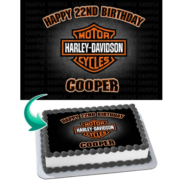 Harley Davidson Motorcycle Edible Cake Image Topper