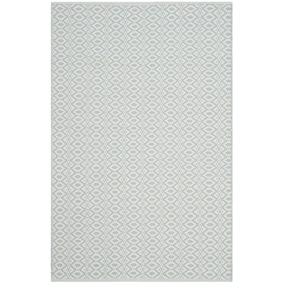 SAFAVIEH Montauk Corrine Geometric Cotton Area Rug, Ivory/Light Blue, 2'6" x 4'